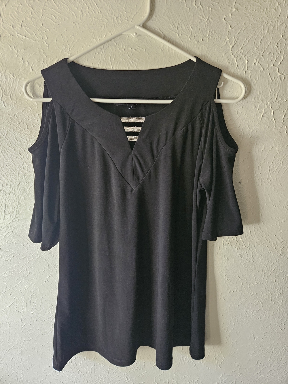 Black Cold-Shoulder Women's Blouse